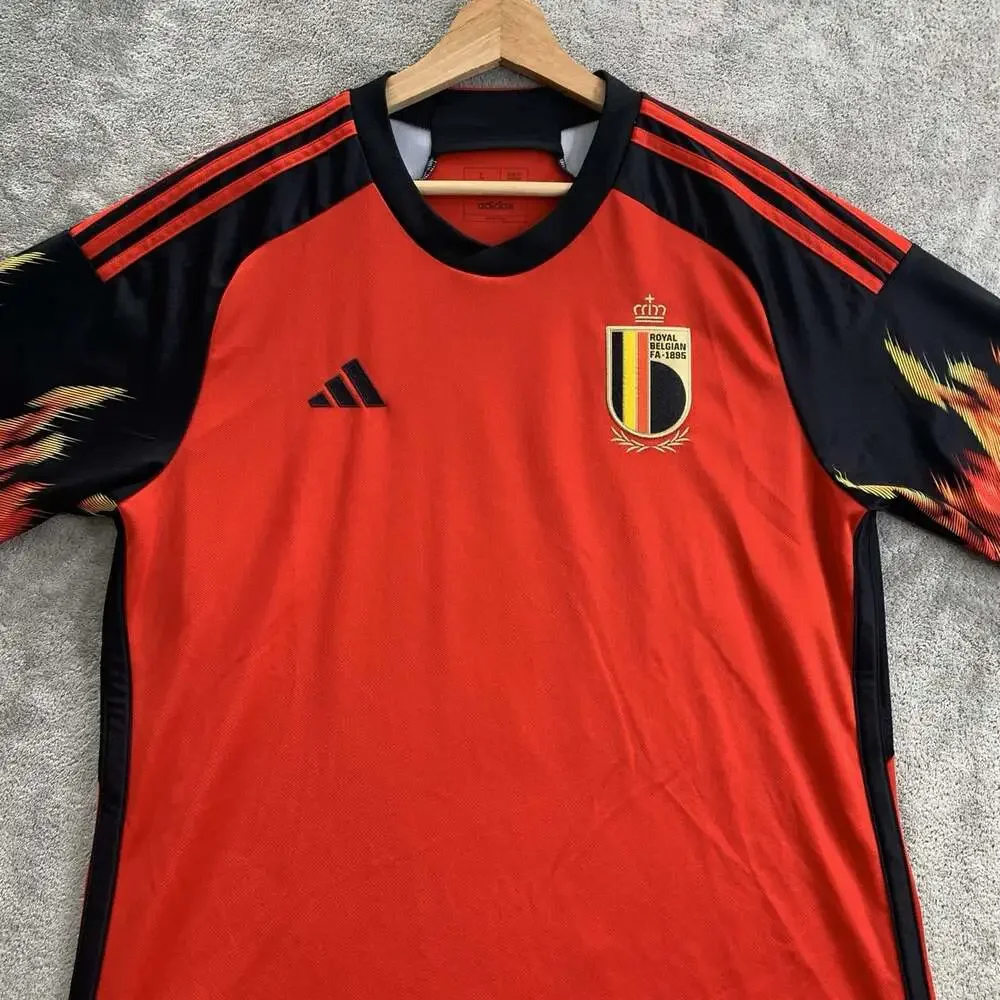Adidas Jersey Mens Large Belgium Authentic Home  Red 2022 HD9412 Flame Soccer